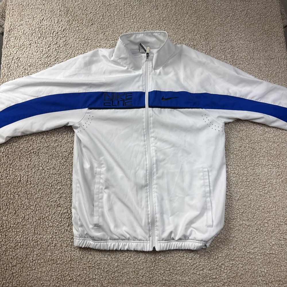 Nike Elite Full Zip Jacket Dri-Fit Windbreaker Men's M White Blue (521104-100)